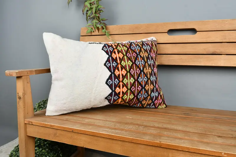Personalized Gift Pillow Pillow Case, Pillow for Couch, 16x24 Orange Cushion Case, Vintage Kilim Throw Pillow, Boho Pillow Sham Cover, Pillow Case - 1