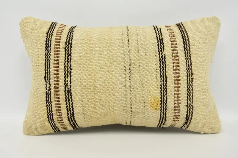 Home Decor Pillow, Kilim Pillow Cover, 12x20 Beige Pillow Sham, Living Room Throw Pillow Case, Cushion Cover, Decorative Pillow, Boho Pillow - 1