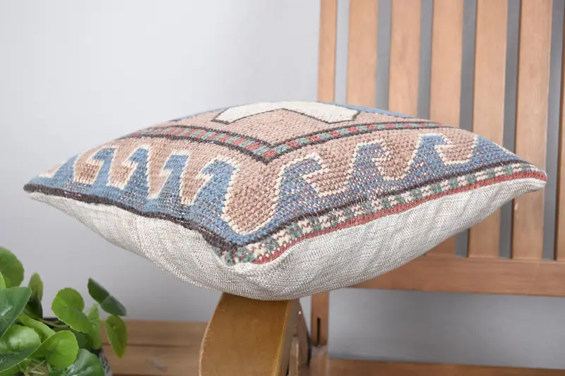 Outdoor Cushion, Boho Throw Cushion Case, Vintage Kilim Pillow, Pillow, Pillow for Couch, Vintage Kilim Throw Pillow, 14x14 Pink Cushion Cover - 6