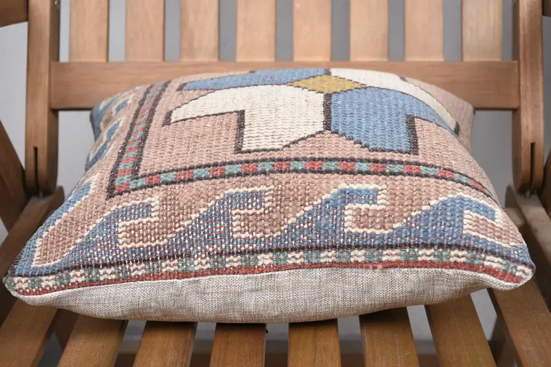 Outdoor Cushion, Boho Throw Cushion Case, Vintage Kilim Pillow, Pillow, Pillow for Couch, Vintage Kilim Throw Pillow, 14x14 Pink Cushion Cover - 5