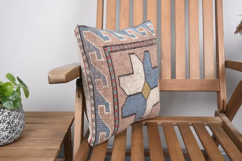 Outdoor Cushion, Boho Throw Cushion Case, Vintage Kilim Pillow, Pillow, Pillow for Couch, Vintage Kilim Throw Pillow, 14x14 Pink Cushion Cover - 2