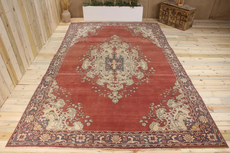 ハンドメイドのレッド&ブルーラグ、0.7x12.2フィートのパッチワークデザイン