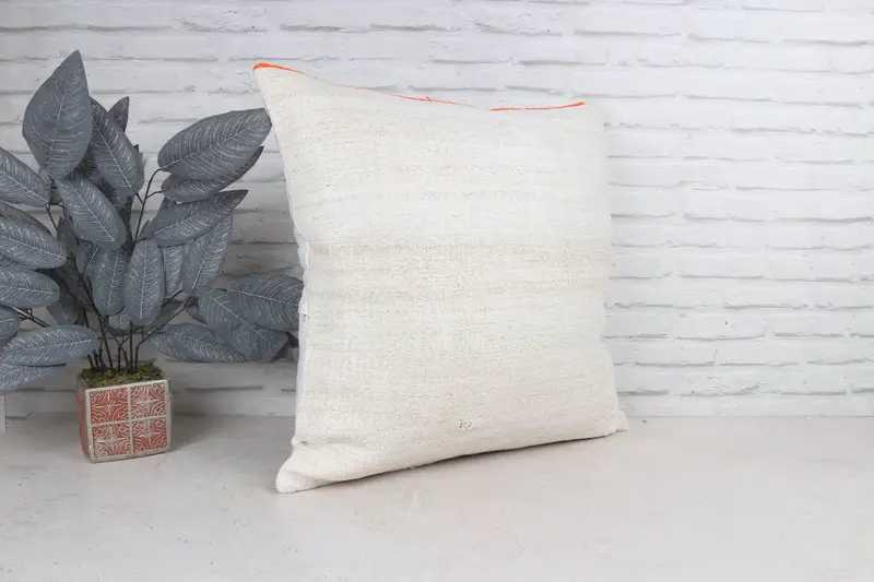 Kilim Pillow, Neutral Pillow, Pillow for Couch, Bolster Cushion Cover, 24x24 White Pillow Cover, Boho Pillow, Cushion Cover - 4