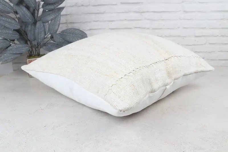 Kilim Pillow, Neutral Pillow, Pillow for Couch, Bolster Cushion Cover, 24x24 White Pillow Cover, Boho Pillow, Cushion Cover - 7