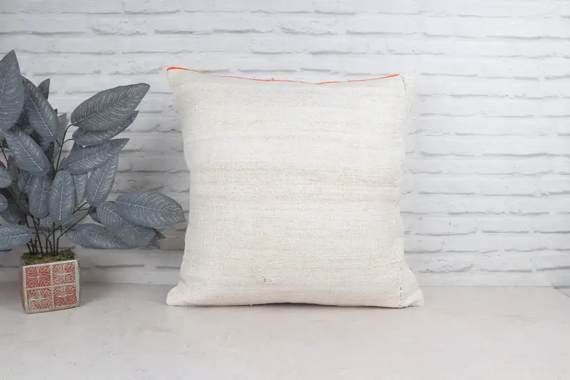 Kilim Pillow, Neutral Pillow, Pillow for Couch, Bolster Cushion Cover, 24x24 White Pillow Cover, Boho Pillow, Cushion Cover - 1