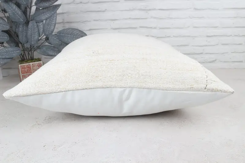 Kilim Pillow, Neutral Pillow, Pillow for Couch, Bolster Cushion Cover, 24x24 White Pillow Cover, Boho Pillow, Cushion Cover - 6