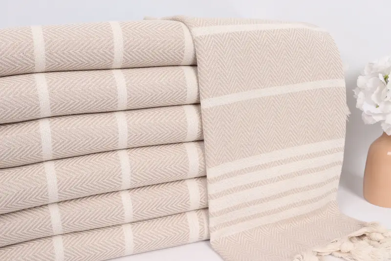Monogram Hand Towel, Summer Gift, Bridesmaid Gifts, Turkish Tea Towel, 40x20 Cotton Striped Towel, House Warming Gift, Wedding Gift Kitchen Towel - 2
