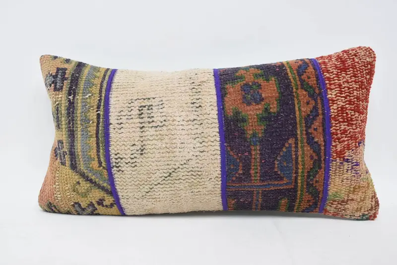 Kilim Pillow, 12x24 Blue Pillow Sham, Colorful Cushion Case, Bright Cushion, Antique Pillows, Vintage Kilim Throw Pillow, Pillow Cover - 1