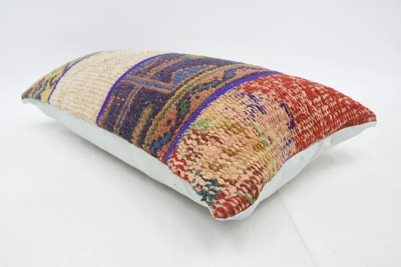 Kilim Pillow, 12x24 Blue Pillow Sham, Colorful Cushion Case, Bright Cushion, Antique Pillows, Vintage Kilim Throw Pillow, Pillow Cover - 6