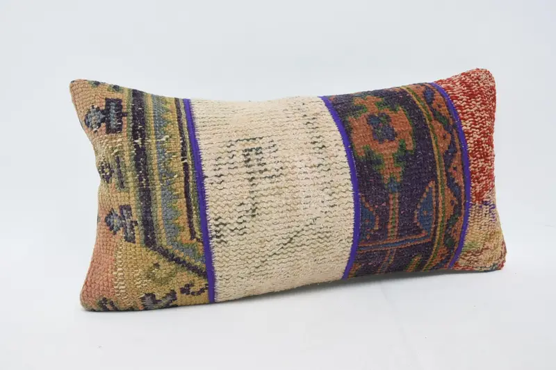 Kilim Pillow, 12x24 Blue Pillow Sham, Colorful Cushion Case, Bright Cushion, Antique Pillows, Vintage Kilim Throw Pillow, Pillow Cover - 3
