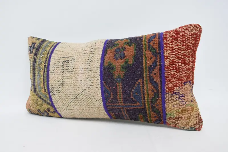Kilim Pillow, 12x24 Blue Pillow Sham, Colorful Cushion Case, Bright Cushion, Antique Pillows, Vintage Kilim Throw Pillow, Pillow Cover - 4