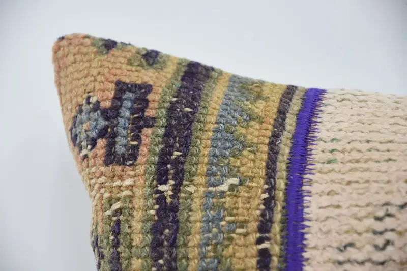 Kilim Pillow, 12x24 Blue Pillow Sham, Colorful Cushion Case, Bright Cushion, Antique Pillows, Vintage Kilim Throw Pillow, Pillow Cover - 2