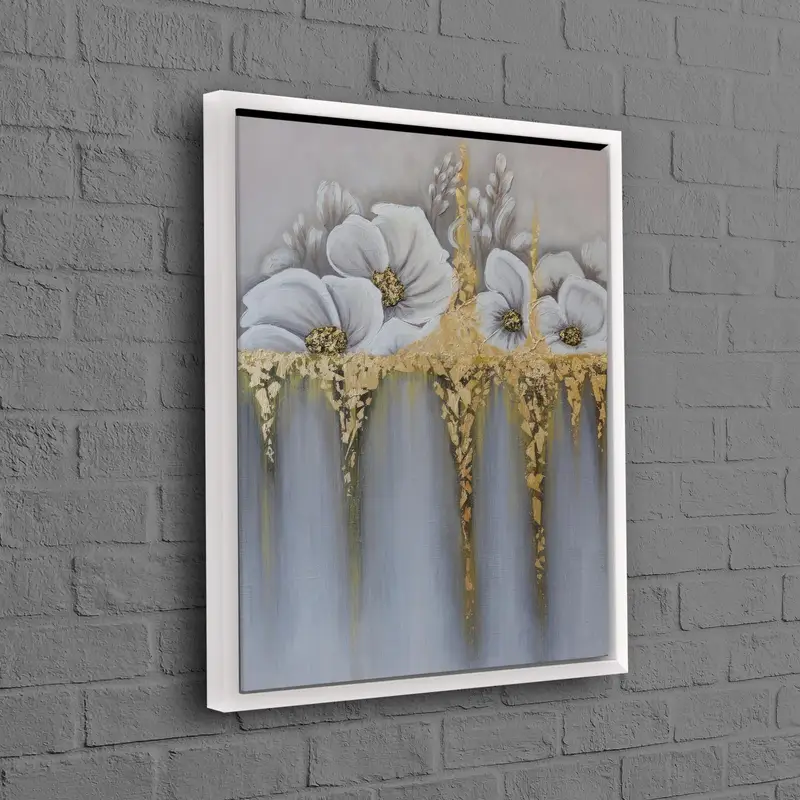 Elegant White Modern Luxury Gold Printed Canvas Art
