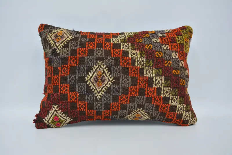 16x24 Red Pillow Sham, Pillow for Couch, Ethnical Kilim Rug Pillow, Aztec Cushion Case, Pillow Sham, Kilim Pillow Cover, Armchair Cushion - 1