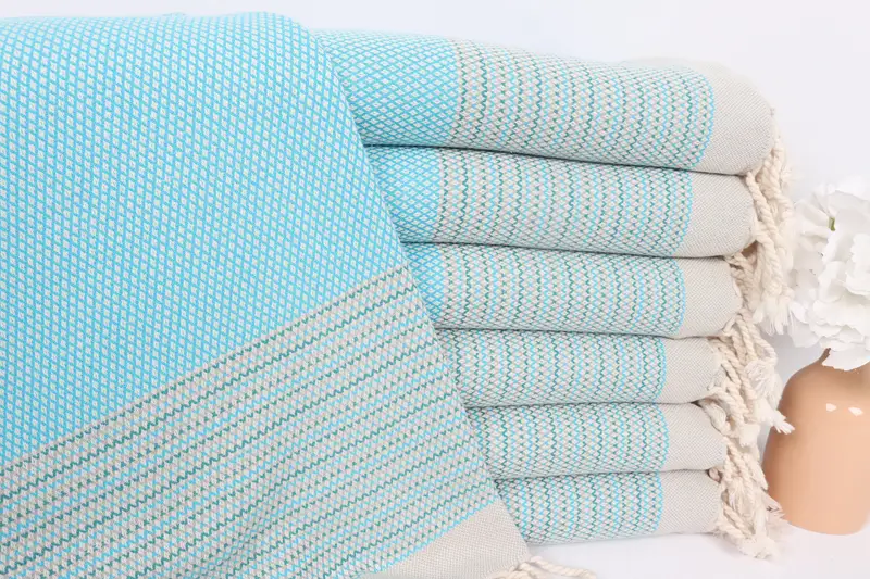 Striped Dish Towel Turkish Cotton Turquoise-Blue, 20x36 Inches