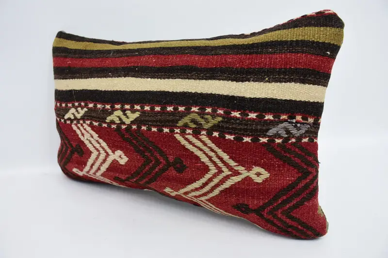 Vintage Kilim Pillow, Couch Cushion Cover, Vintage Kilim Throw Pillow, 12x20 Red Cushion Cover, Throw Kilim Pillow, Sofa Pillow Cover, Cushion Case - 4