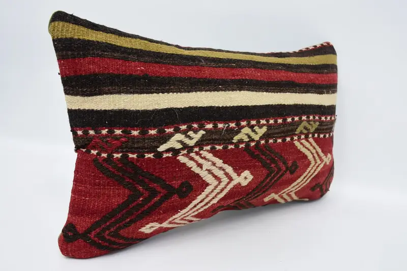 Vintage Kilim Pillow, Couch Cushion Cover, Vintage Kilim Throw Pillow, 12x20 Red Cushion Cover, Throw Kilim Pillow, Sofa Pillow Cover, Cushion Case - 3