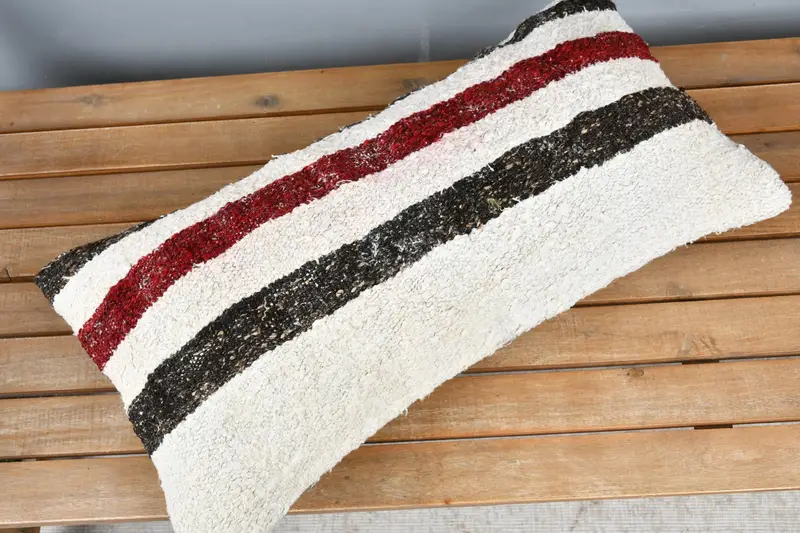 One Of A Kind Cushion Cover, Pillow Sham, Living Room Throw Cushion Case, Pillow for Sofa, Vintage Pillow, 12x24 Beige Pillow, Kilim Pillow Cover - 2