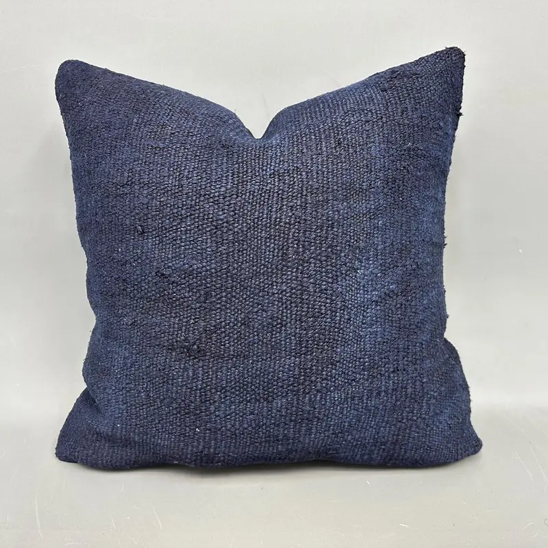 Blue Southwestern Throw Pillow, Vintage Embroidered Cushion