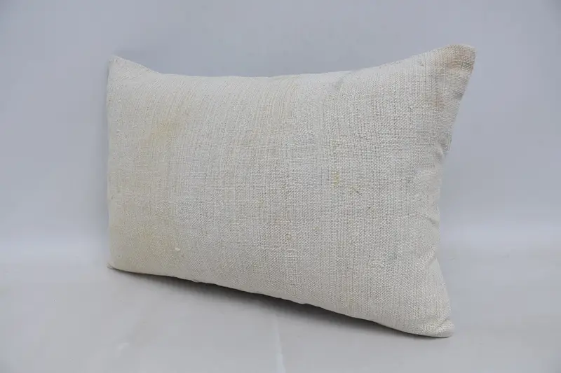 Home Decor Pillow, 16x24 White Cushion Case, Turkish Pillow, Comfy Throw Pillow Case, Vintage Kilim Pillow, Cushion Cover, Floor Cushion Cover - 4