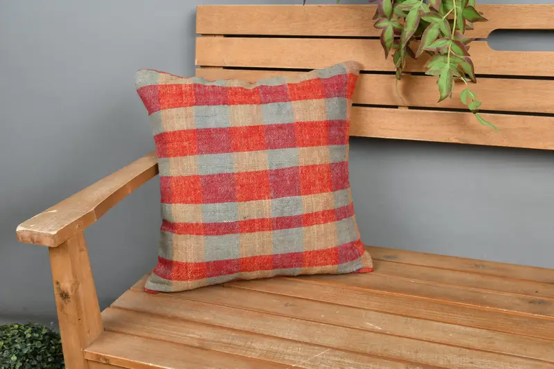 Patio Cushion Cover, 16x16 Red Cushion, Pillow Sham, Home Decor Pillow, Boho Throw Cushion Cover, Boho Pillow Sham Cover, Kilim Pillow - 1