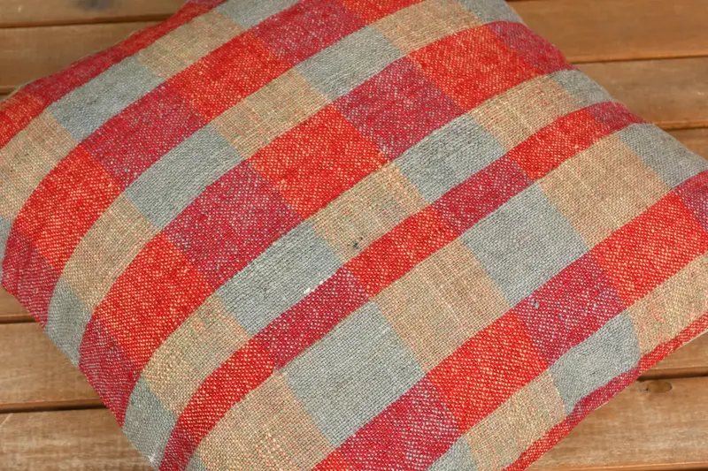 Patio Cushion Cover, 16x16 Red Cushion, Pillow Sham, Home Decor Pillow, Boho Throw Cushion Cover, Boho Pillow Sham Cover, Kilim Pillow - 3