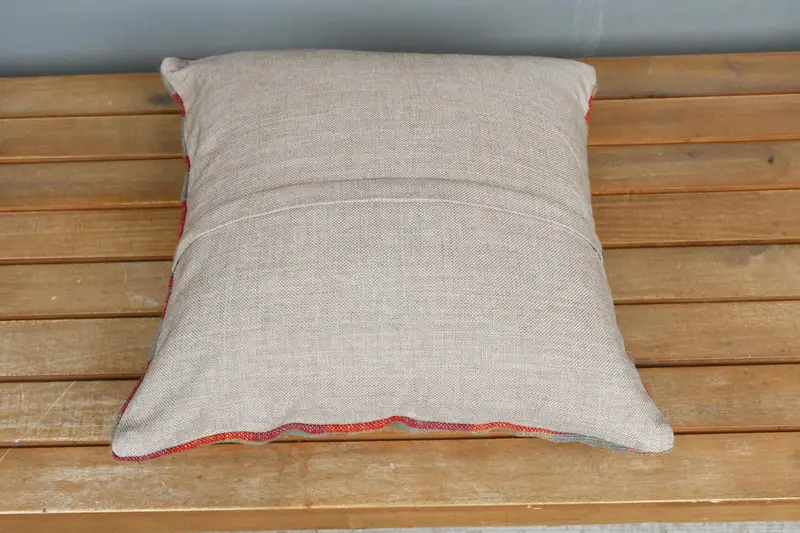 Patio Cushion Cover, 16x16 Red Cushion, Pillow Sham, Home Decor Pillow, Boho Throw Cushion Cover, Boho Pillow Sham Cover, Kilim Pillow - 5
