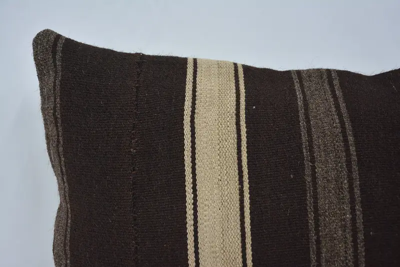 Pillow Sham, Kilim Pillow, Pillow for Couch, Turkish Bench Pillow Sham, One Of A Kind Pillow, 16x24 Brown Pillow Case, Throw Kilim Pillow - 2