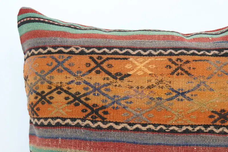 28x28 Orange Pillow, Turkish Pillow, Home Decor Pillow, Cushion, Bohemian Cushion Pillow Cover, Decorative Bolster Pillow Sham, Turkish Kilim Pillow - 2