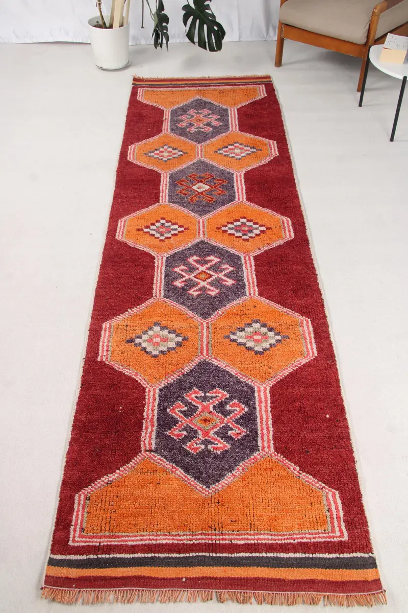 Herki-Teppich, 3 x 11,1 Fuß türkischer Teppich, rote orientalische Teppichwolle - 1
