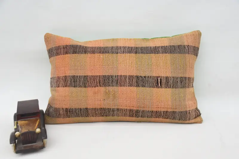 Orange Vintage Antique Pillow Sham, Striped 12x20 inch Seasonal Gift Salon Cushion - 1