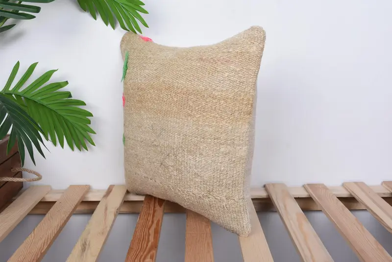 Boho Pillow, Oriental Pillow Cover, Sofa Pillow Cover, 14x14 Beige Pillow Case, Turkish Kilim Pillow, Throw Kilim Pillow, Custom Pillow, Pillow Case - 5