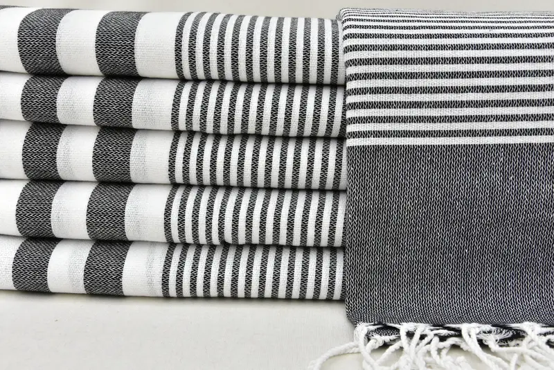 Christmas Gift, Travel Towel, Thin towel, Organic Towel, Travel towel, Best Friend Wedding Gift, Monogrammed Beach Towel, 70x40 Cotton Striped Towel - 1