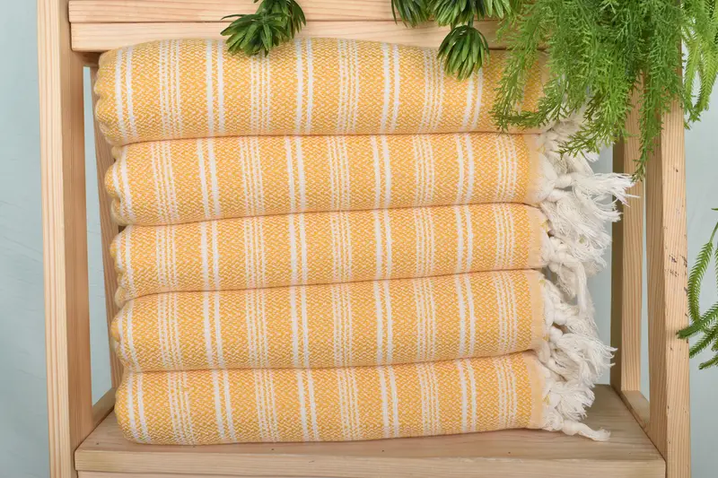 Mustard Cotton Hand Towel, Beige, Organic Cotton/Linen, 18x32 inches