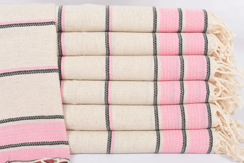 Small Bath Towel Pink Striped Dish Towel, 40x20 Inches