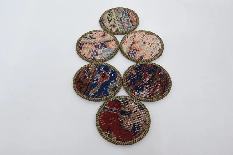 Bohemian Round Coasters, Red and Bronze Coaster Set