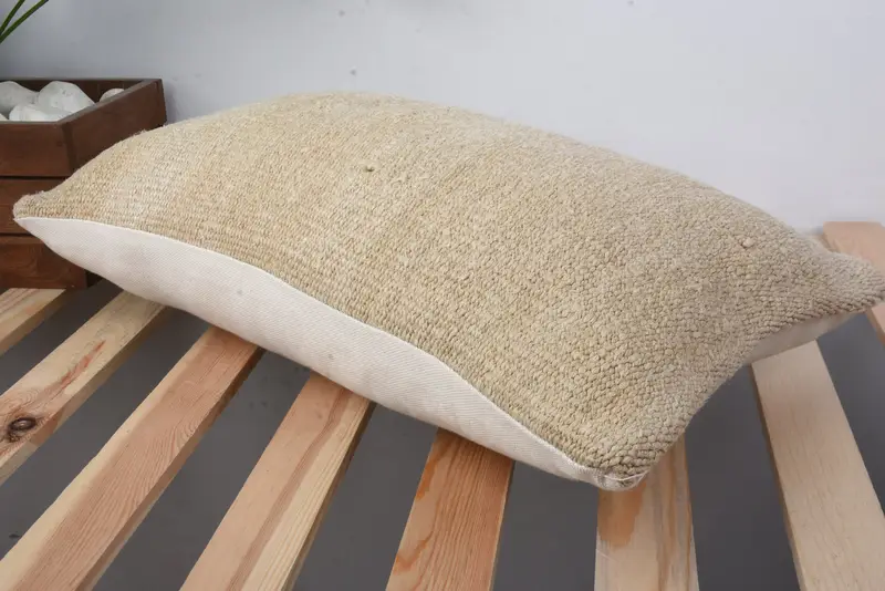 Interior Designer Pillow, Home Decor Pillow, Pillow Sham, Couch Pillow, Bolster Throw Pillow Cover, Turkish Kilim Pillow, 12x20 Beige Pillow Cover - 6