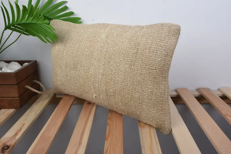 Interior Designer Pillow, Home Decor Pillow, Pillow Sham, Couch Pillow, Bolster Throw Pillow Cover, Turkish Kilim Pillow, 12x20 Beige Pillow Cover - 5
