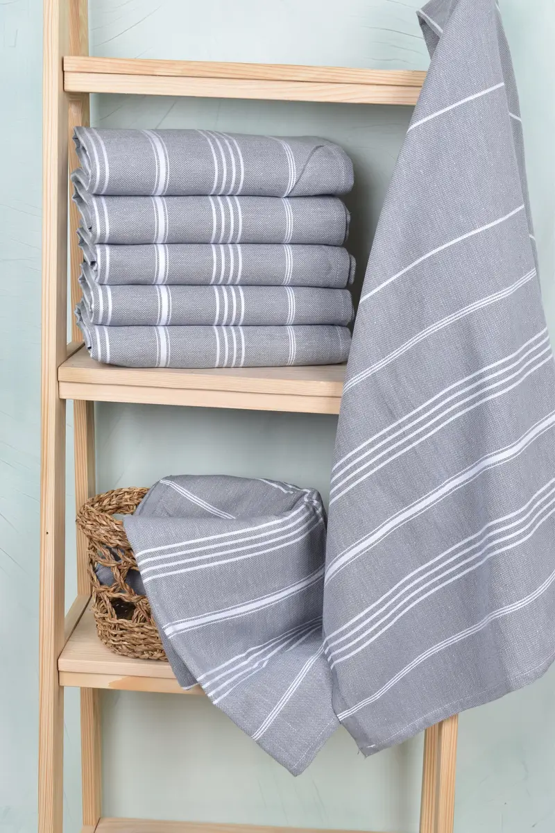 Cotton towel, Valentines Day Gift For Him, 70x40 Cotton Striped Fringeless Towel, Quick-dry peshtemal, Bridesmaid Gift Towel, Housewarming Gift - 3