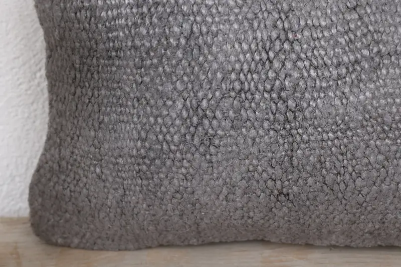 Pillow for Sofa, Farmhouse Pillow Cover, Pillow Sham, Boho Pillow, Handmade Kilim Cushion, 8x16 Gray Pillow, Pattern Throw Cushion - 3