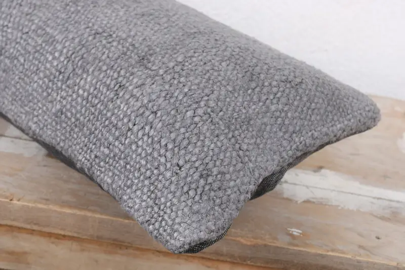 Pillow for Sofa, Farmhouse Pillow Cover, Pillow Sham, Boho Pillow, Handmade Kilim Cushion, 8x16 Gray Pillow, Pattern Throw Cushion - 6