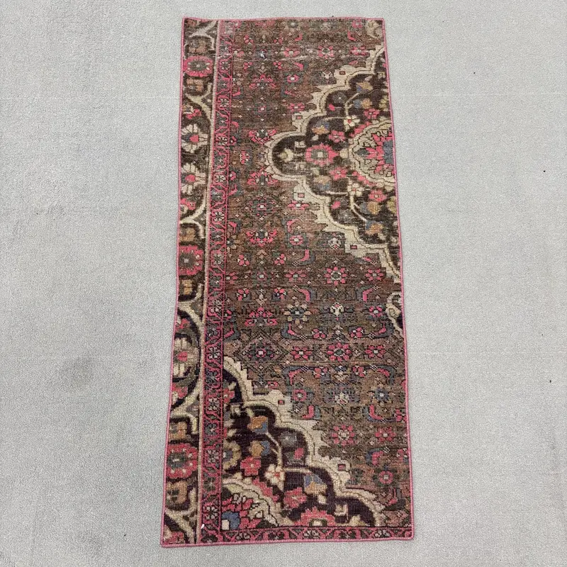 Vintage 1.7x4.4 ft Rug, Oushak Turkish Rug, Red Animal Print Wool Rug - 1