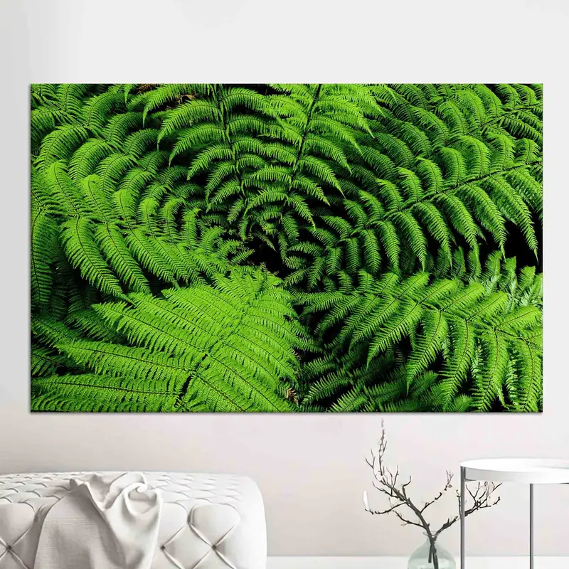Elegante Schildfarn-Leinwand: Gedruckte Kunst in Pteridophytengrün