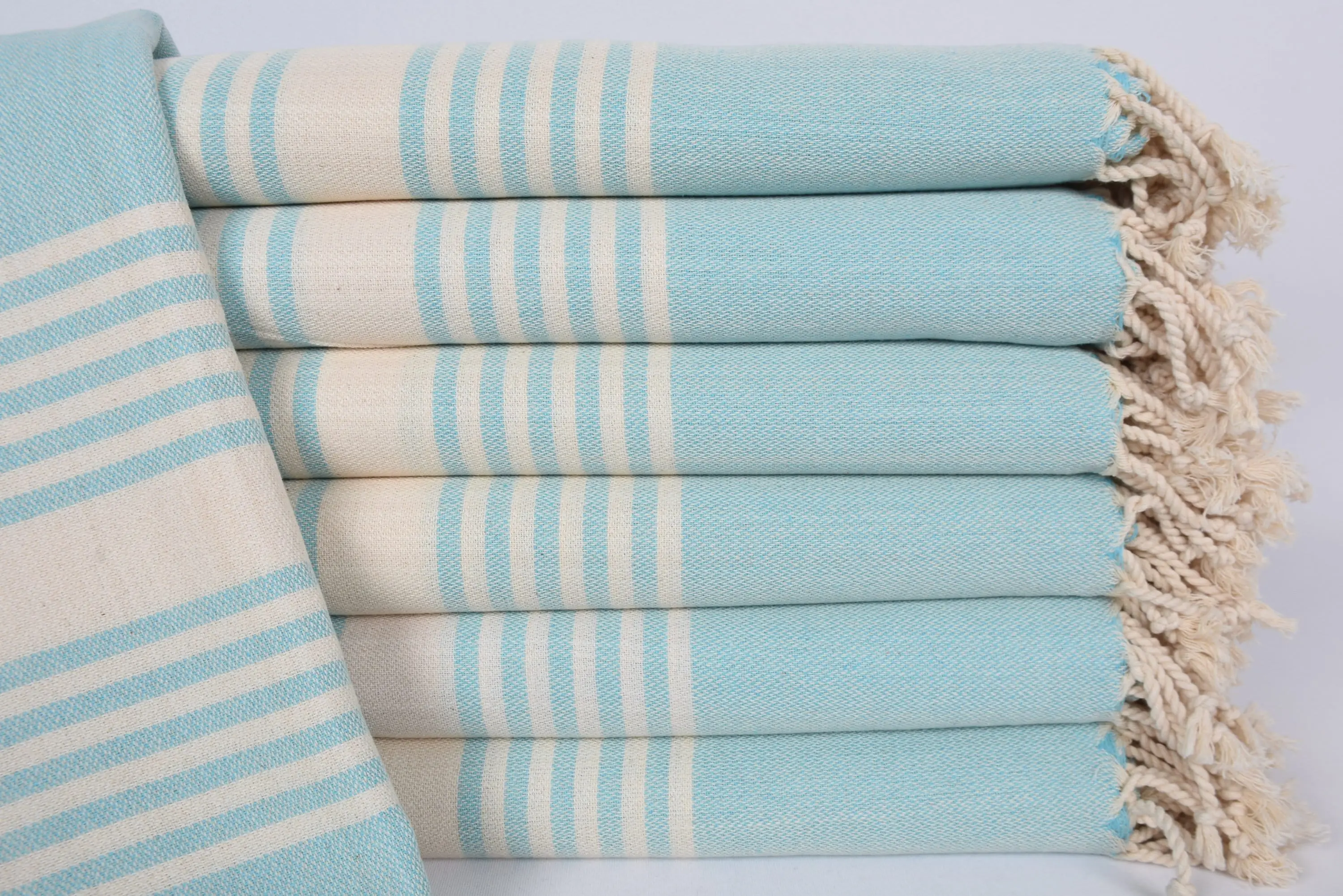 Bath Towel Dark Mint Stripes Organic Cotton Personalized Gift, 67x40 Inches - 1