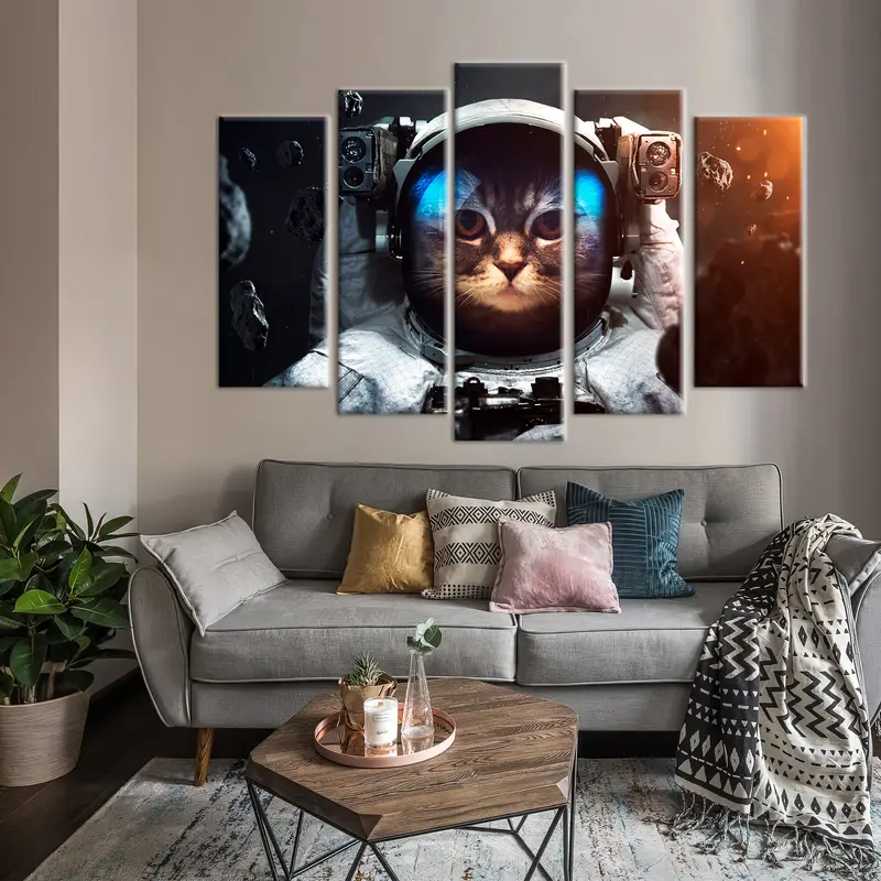 Cute Cat Canvas, Astronaut Cat, Cat Wall Art, Cat Canvas, Cat Poster, Cat Print, Cat Painting, Animal Wall Art, Animal Canvas, Abstract Art - 3