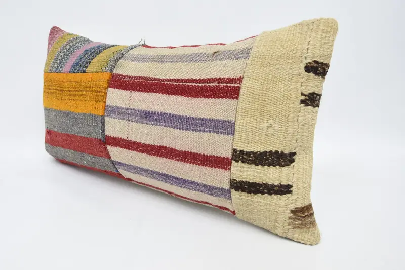 Ottoman Pillow Sham, Couch Pillow Sham, 12x24 Blue Cushion, Kilim Cushion Sham, Pillow Sham, Kilim Pillow Cover, Vintage Kilim Pillow - 4