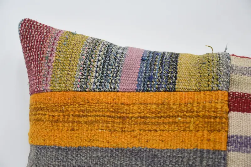 Ottoman Pillow Sham, Couch Pillow Sham, 12x24 Blue Cushion, Kilim Cushion Sham, Pillow Sham, Kilim Pillow Cover, Vintage Kilim Pillow - 2