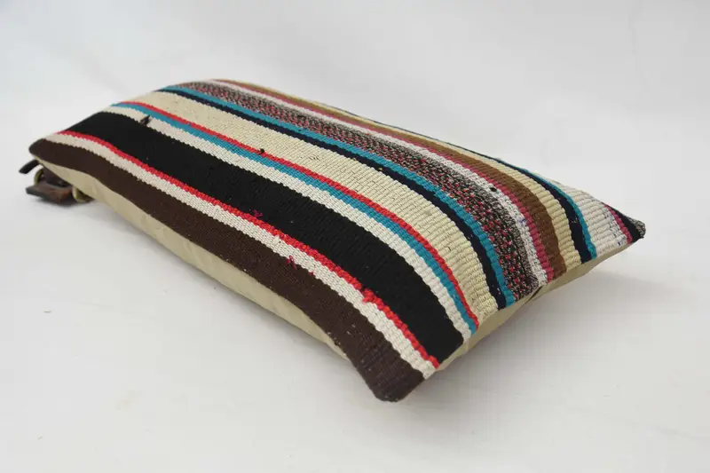 Throw Kilim Pillow, 12x24 Blue Pillow Sham, Outdoor Pillow Cover, Kilim Pillow, Cushion Case, Interior Designer Pillow, Aztec Cushion Cover - 5
