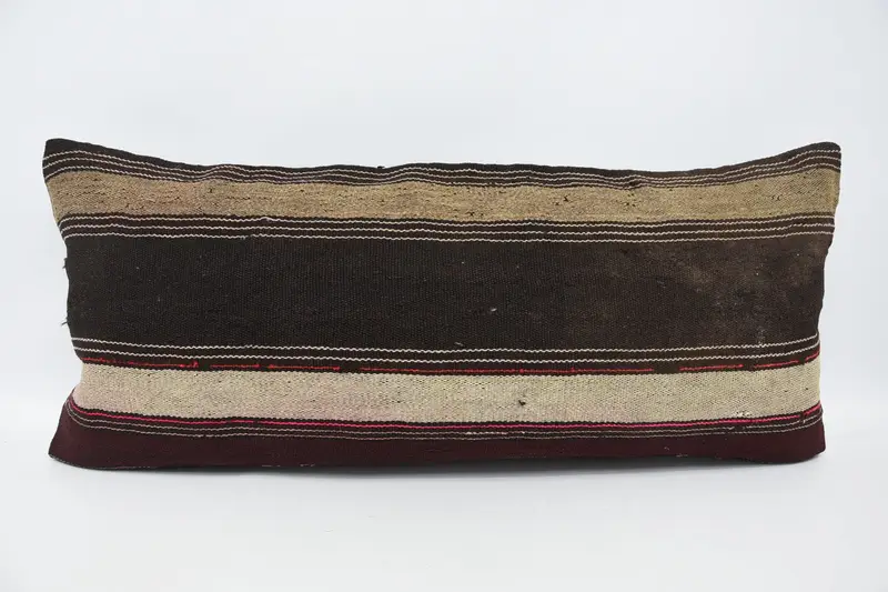 Striped Turkish Euro Sham, 16x36 inch Brown Moroccan Pillow Cover - 1