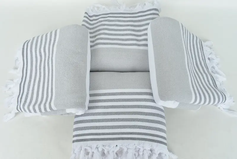 Custom Beach Towel, Lightweight towel, Peshtemal, Bachelor Gifts, Eco-friendly Turkish peshtemal towel, 68x36 Cotton Striped Terry Towel, Yoga Towel - 6